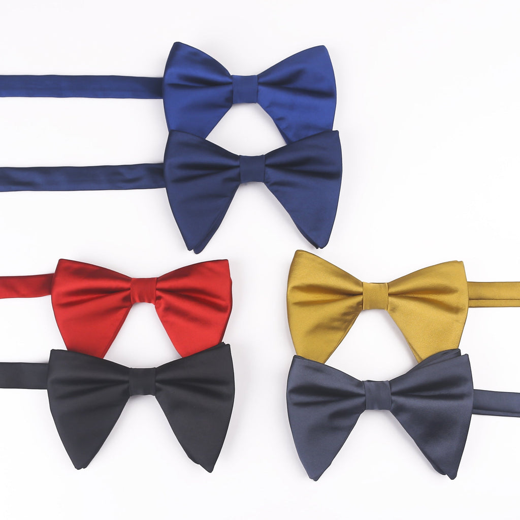 Men's Evening Dress Tuxedo Bow Tie Gentleman Formal Dress Wedding Groom Groomsmen Collar Flower Solid Color Satin Bow Tie - Luzilly Bridal & Apparel