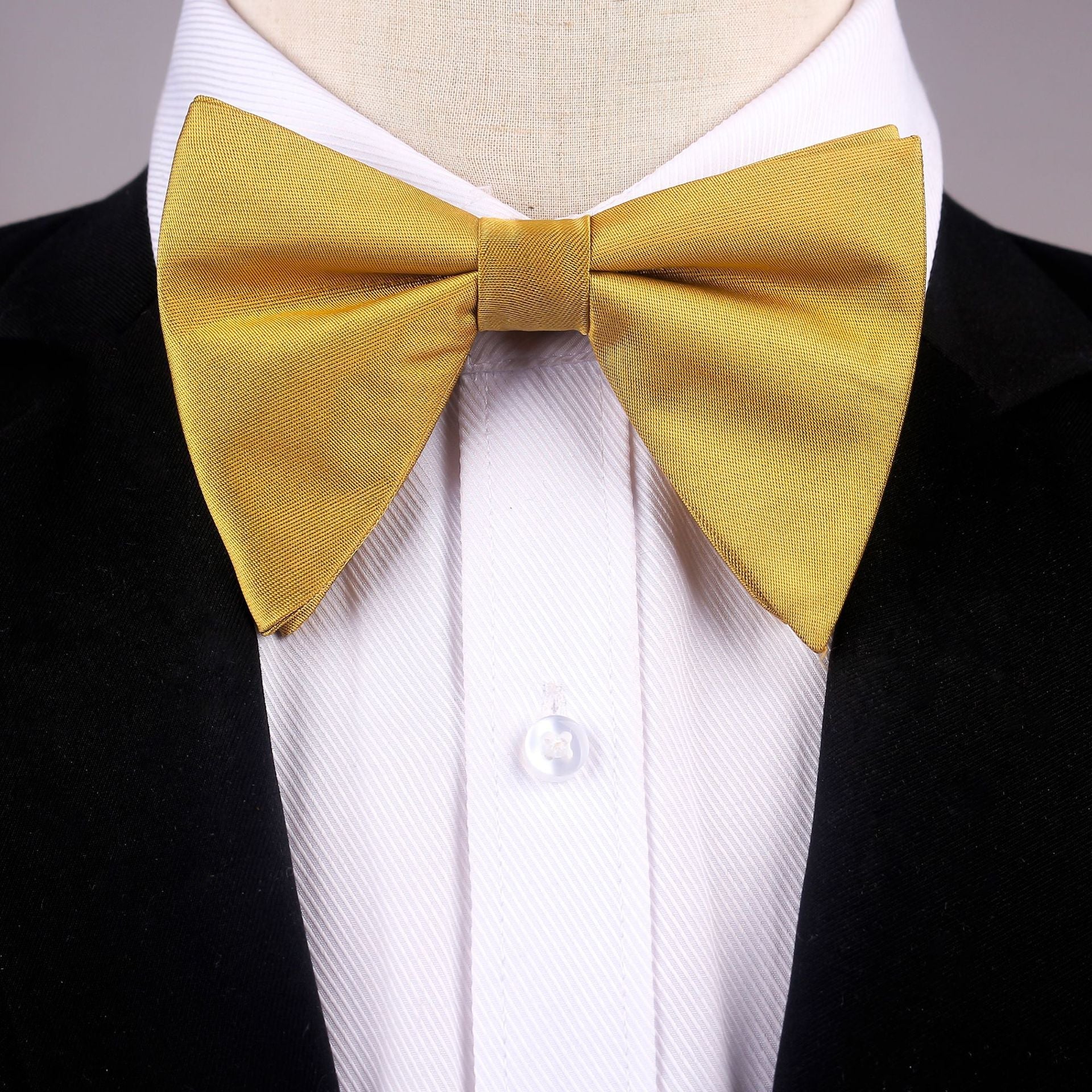 Men's Evening Dress Tuxedo Bow Tie Gentleman Formal Dress Wedding Groom Groomsmen Collar Flower Solid Color Satin Bow Tie - Luzilly Bridal & Apparel