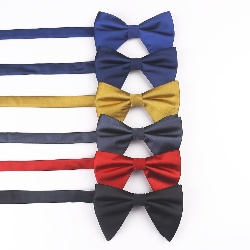 Men's Evening Dress Tuxedo Bow Tie Gentleman Formal Dress Wedding Groom Groomsmen Collar Flower Solid Color Satin Bow Tie - Luzilly Bridal & Apparel