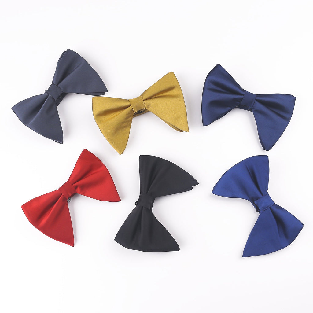 Men's Evening Dress Tuxedo Bow Tie Gentleman Formal Dress Wedding Groom Groomsmen Collar Flower Solid Color Satin Bow Tie - Luzilly Bridal & Apparel