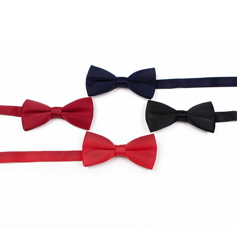 Men's Gentleman Business Casual Bow Tie Solid Color Red Wedding Groom Groomsmen Bow Tie - Luzilly Bridal & Apparel