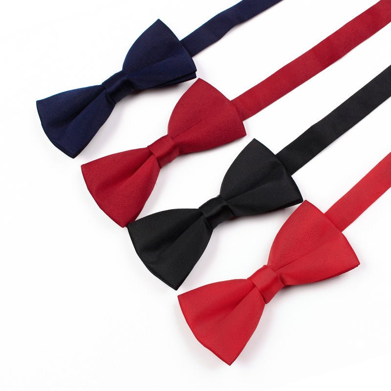 Men's Gentleman Business Casual Bow Tie Solid Color Red Wedding Groom Groomsmen Bow Tie - Luzilly Bridal & Apparel