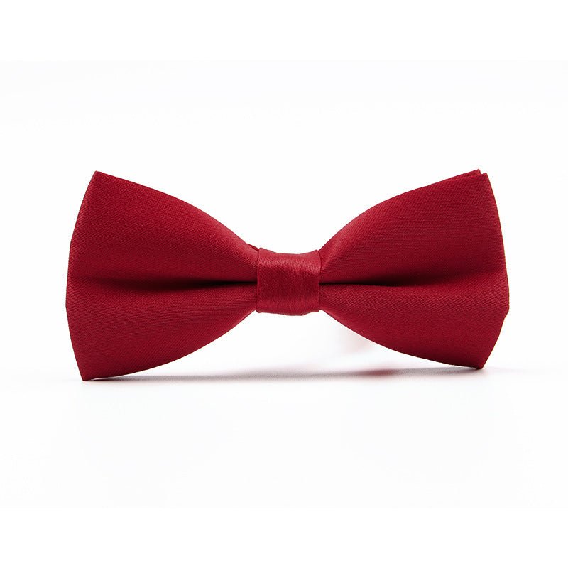 Men's Gentleman Business Casual Bow Tie Solid Color Red Wedding Groom Groomsmen Bow Tie - Luzilly Bridal & Apparel
