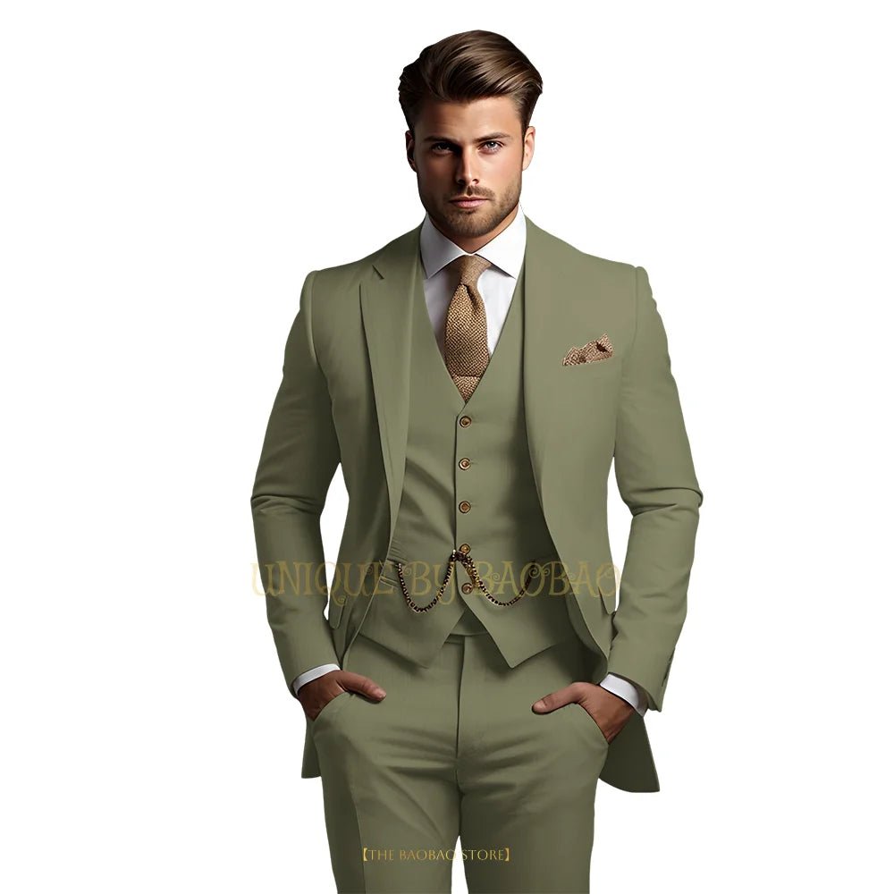 Men's Grey Three-Piece Wedding Suit - Luzilly Bridal & Apparel