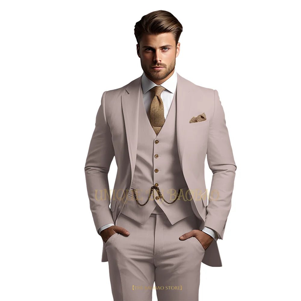 Men's Grey Three-Piece Wedding Suit - Luzilly Bridal & Apparel