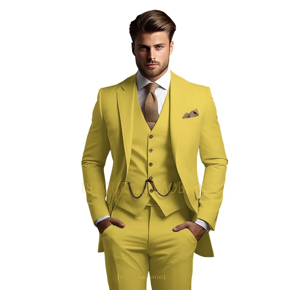 Men's Grey Three-Piece Wedding Suit - Luzilly Bridal & Apparel