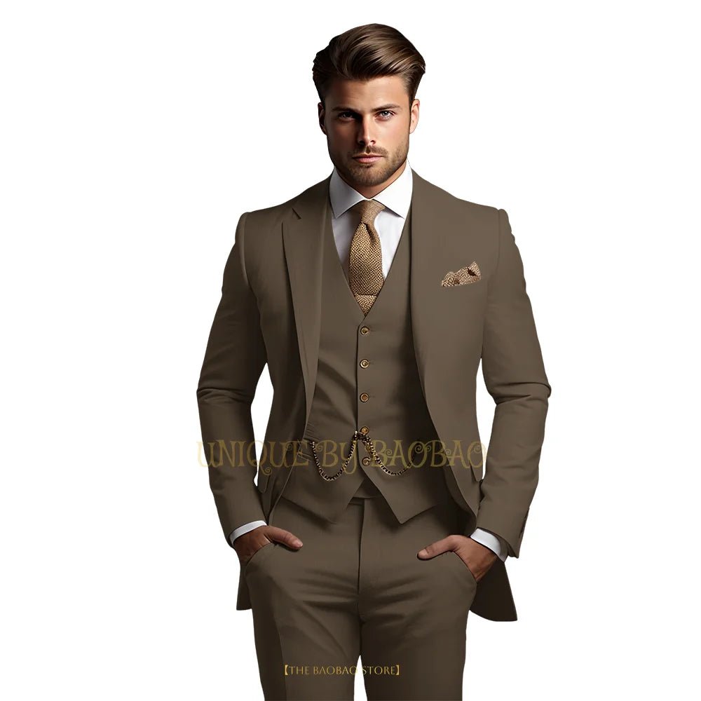 Men's Grey Three-Piece Wedding Suit - Luzilly Bridal & Apparel
