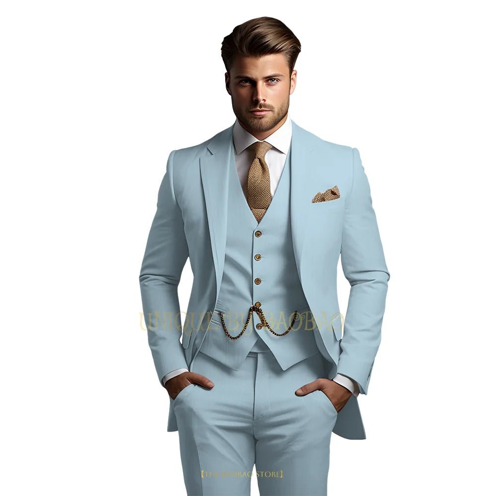 Men's Grey Three-Piece Wedding Suit - Luzilly Bridal & Apparel