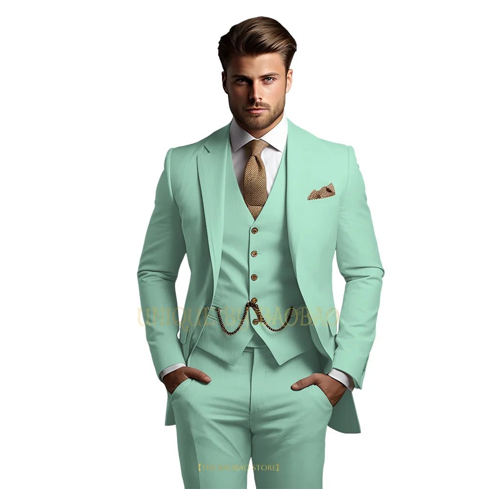 Men's Grey Three-Piece Wedding Suit - Luzilly Bridal & Apparel