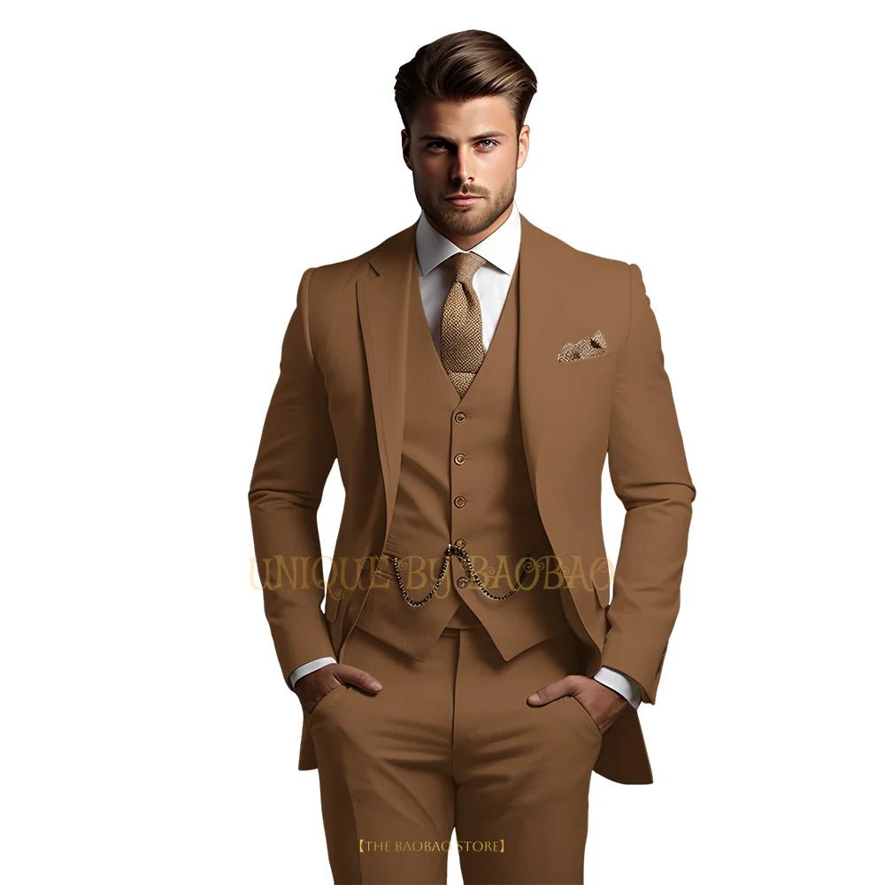 Men's Grey Three-Piece Wedding Suit - Luzilly Bridal & Apparel