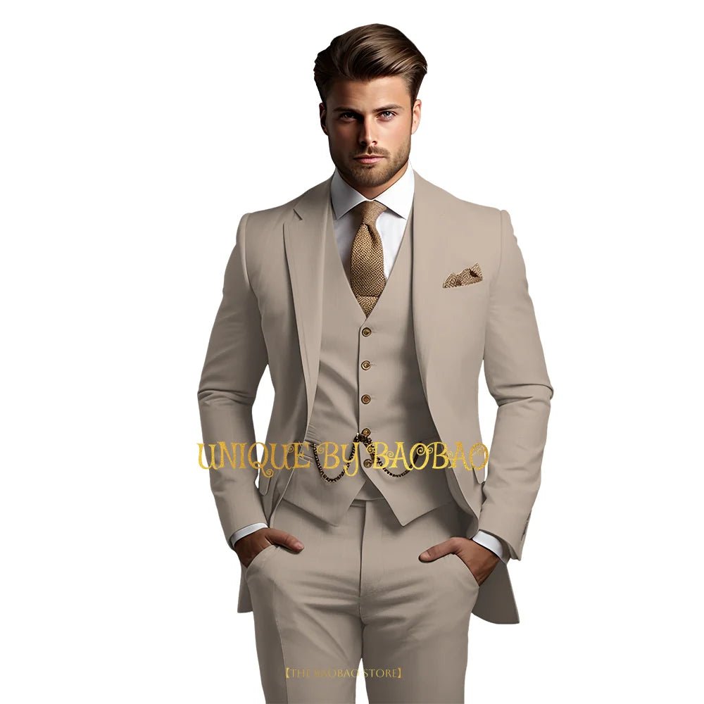 Men's Grey Three-Piece Wedding Suit - Luzilly Bridal & Apparel
