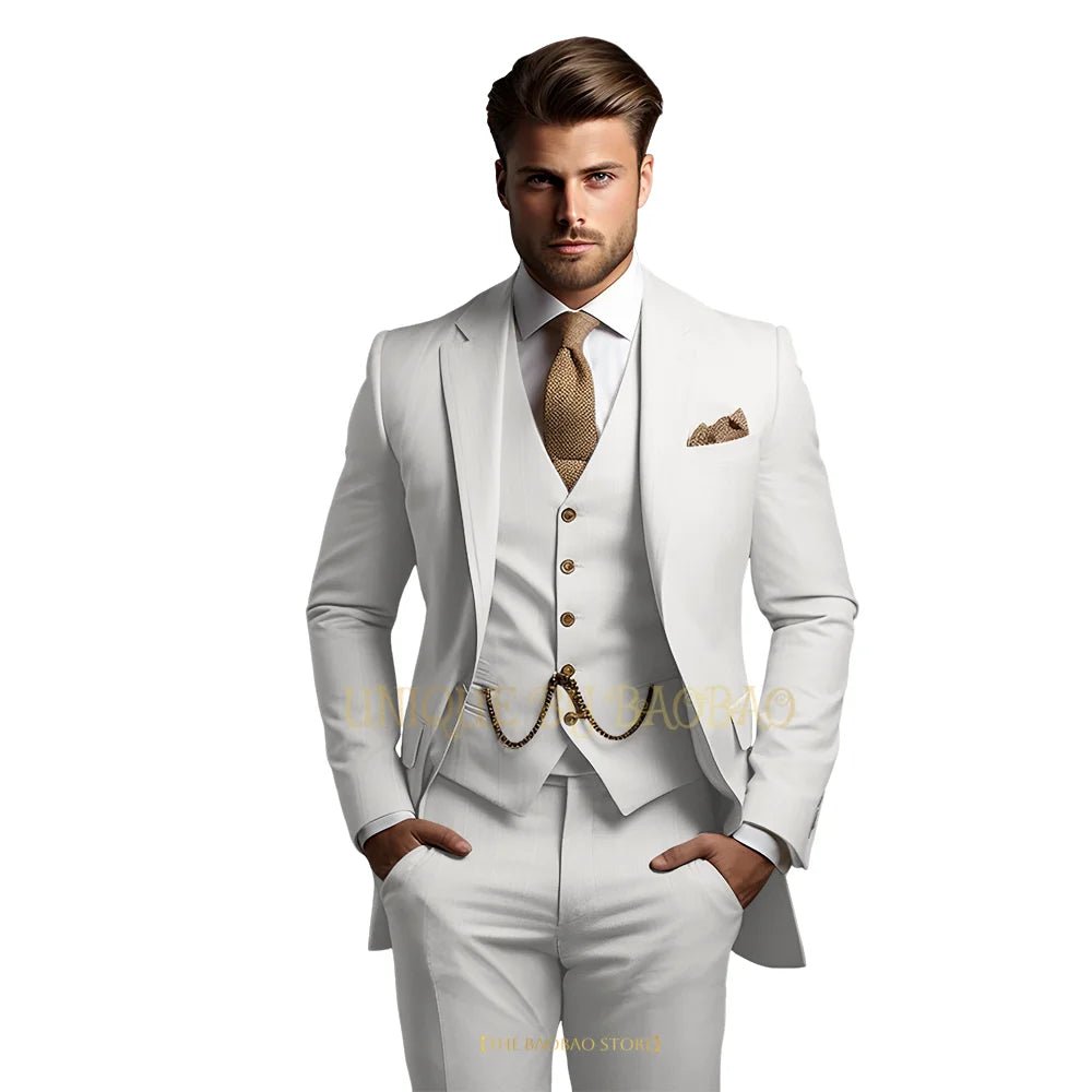 Men's Grey Three-Piece Wedding Suit - Luzilly Bridal & Apparel