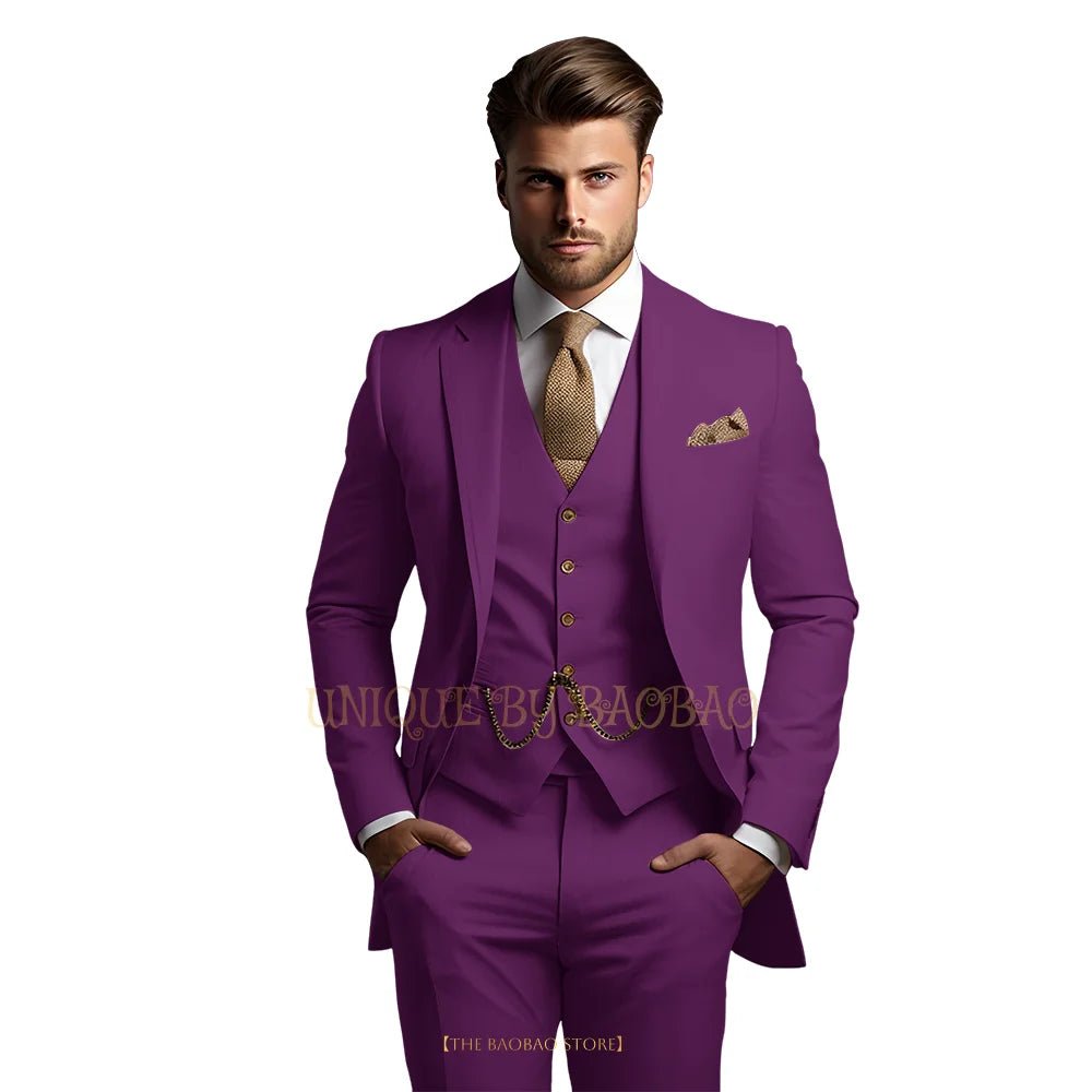 Men's Grey Three-Piece Wedding Suit - Luzilly Bridal & Apparel