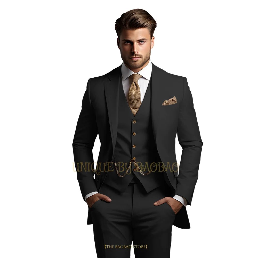 Men's Grey Three-Piece Wedding Suit - Luzilly Bridal & Apparel