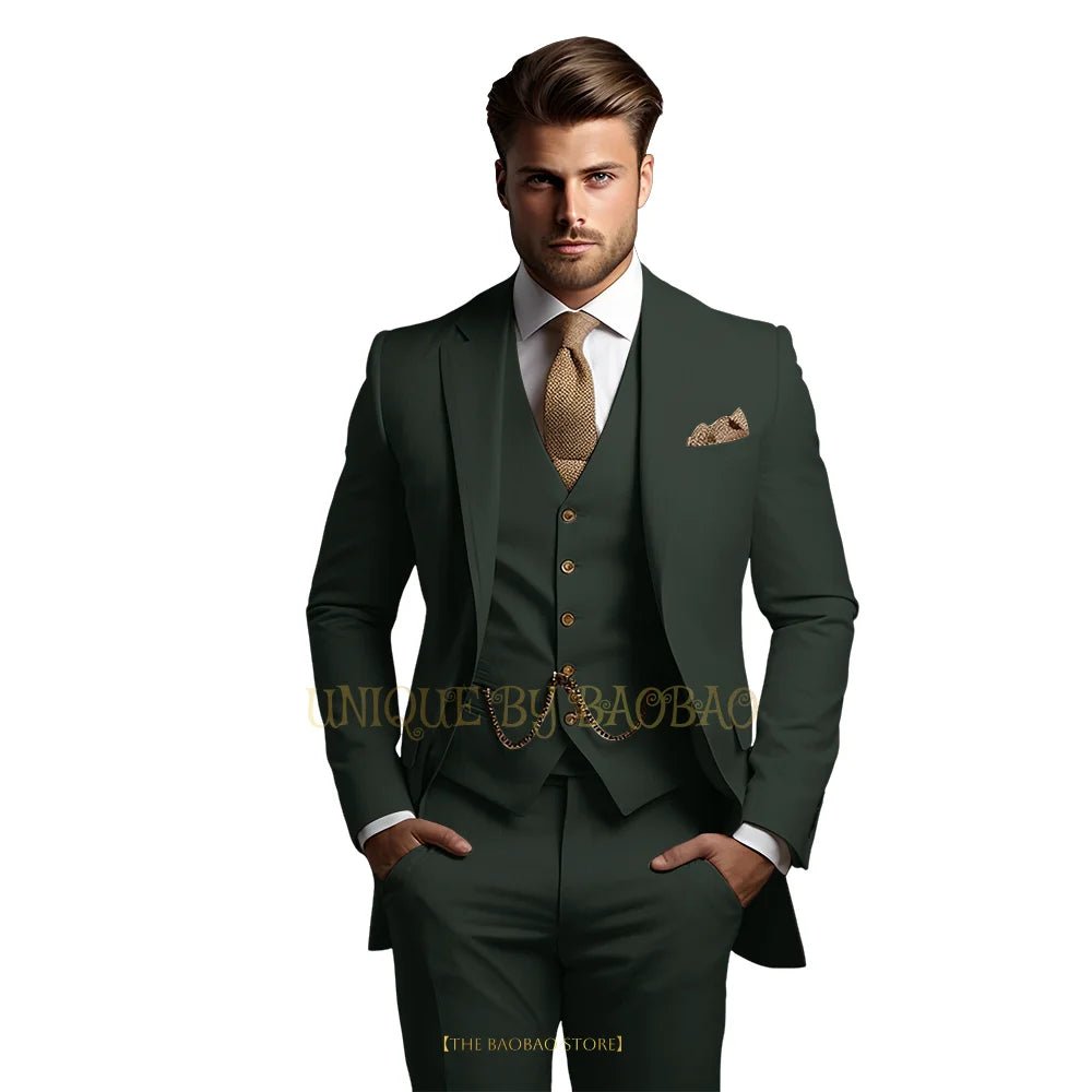 Men's Grey Three-Piece Wedding Suit - Luzilly Bridal & Apparel