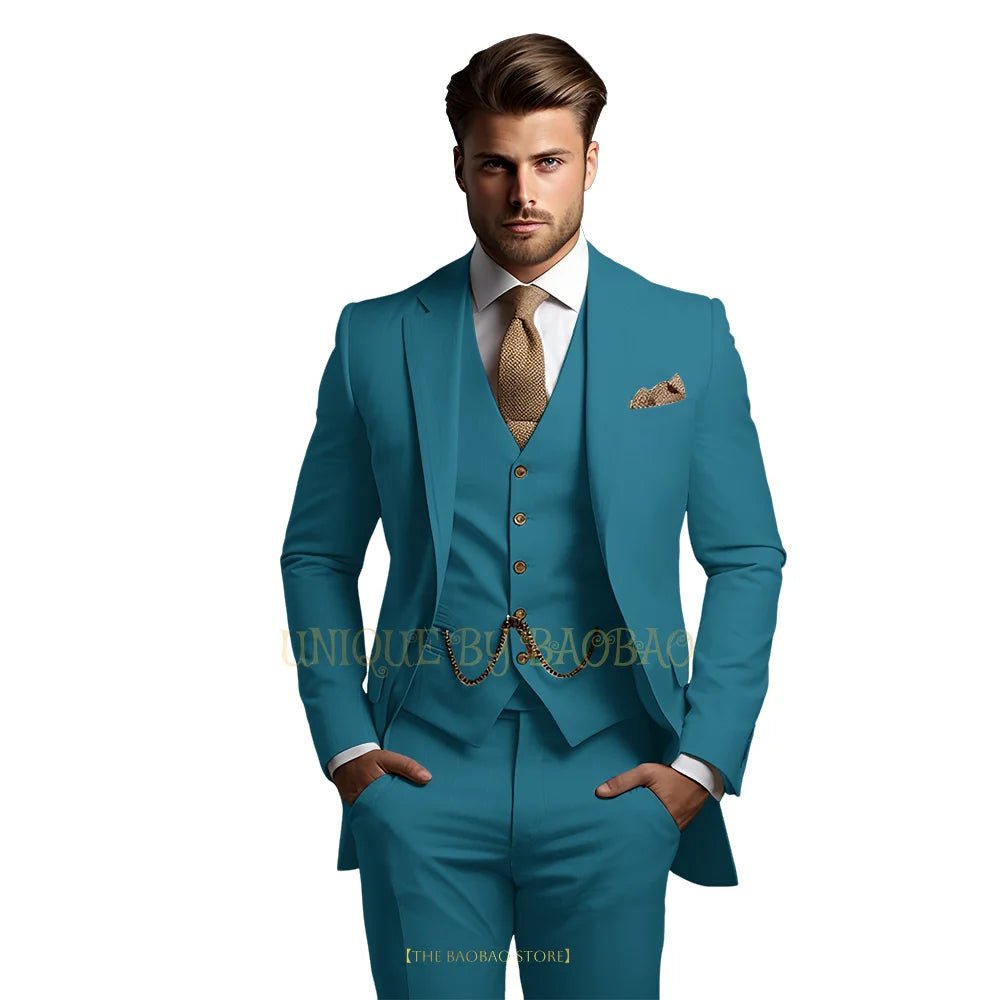 Men's Grey Three-Piece Wedding Suit - Luzilly Bridal & Apparel