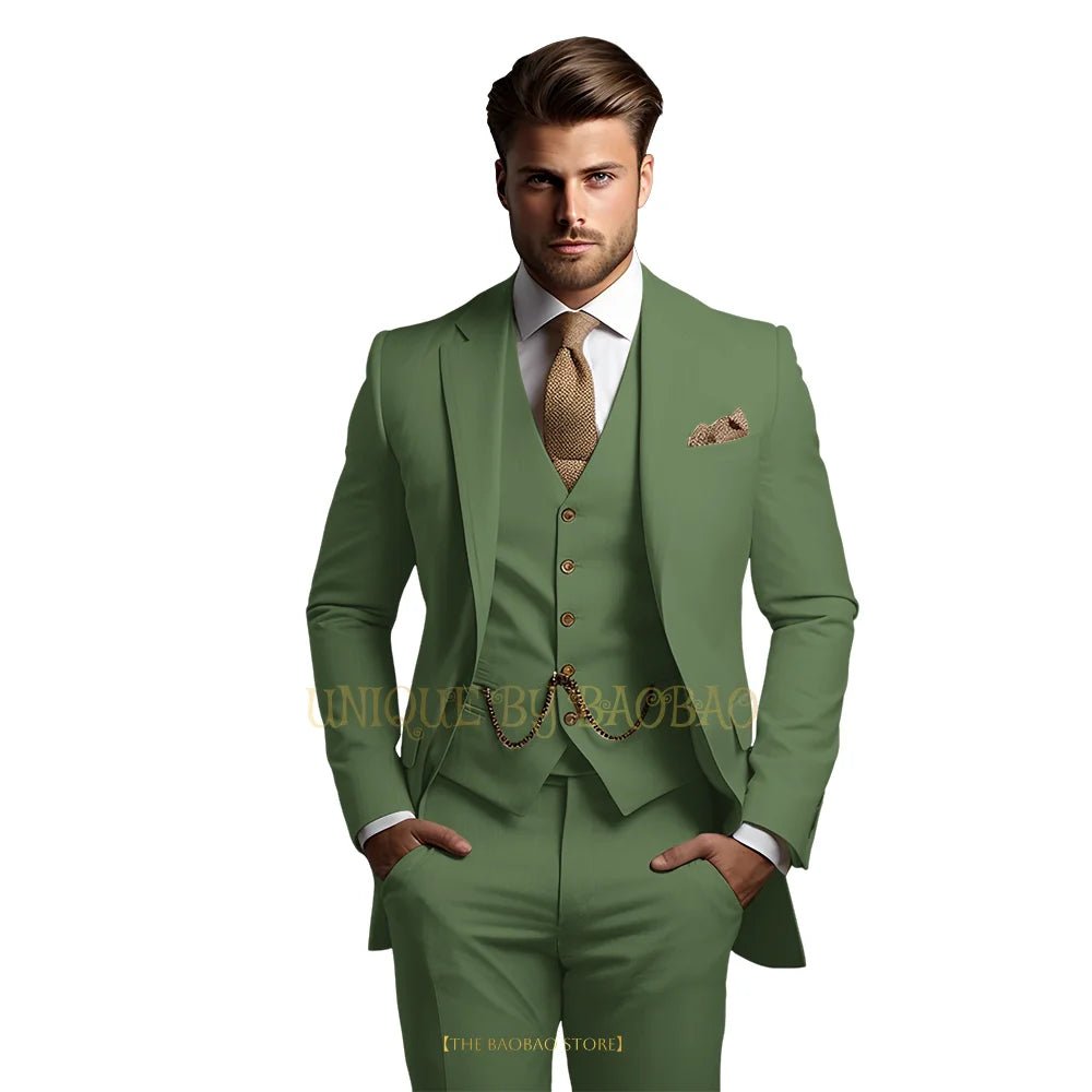 Men's Grey Three-Piece Wedding Suit - Luzilly Bridal & Apparel