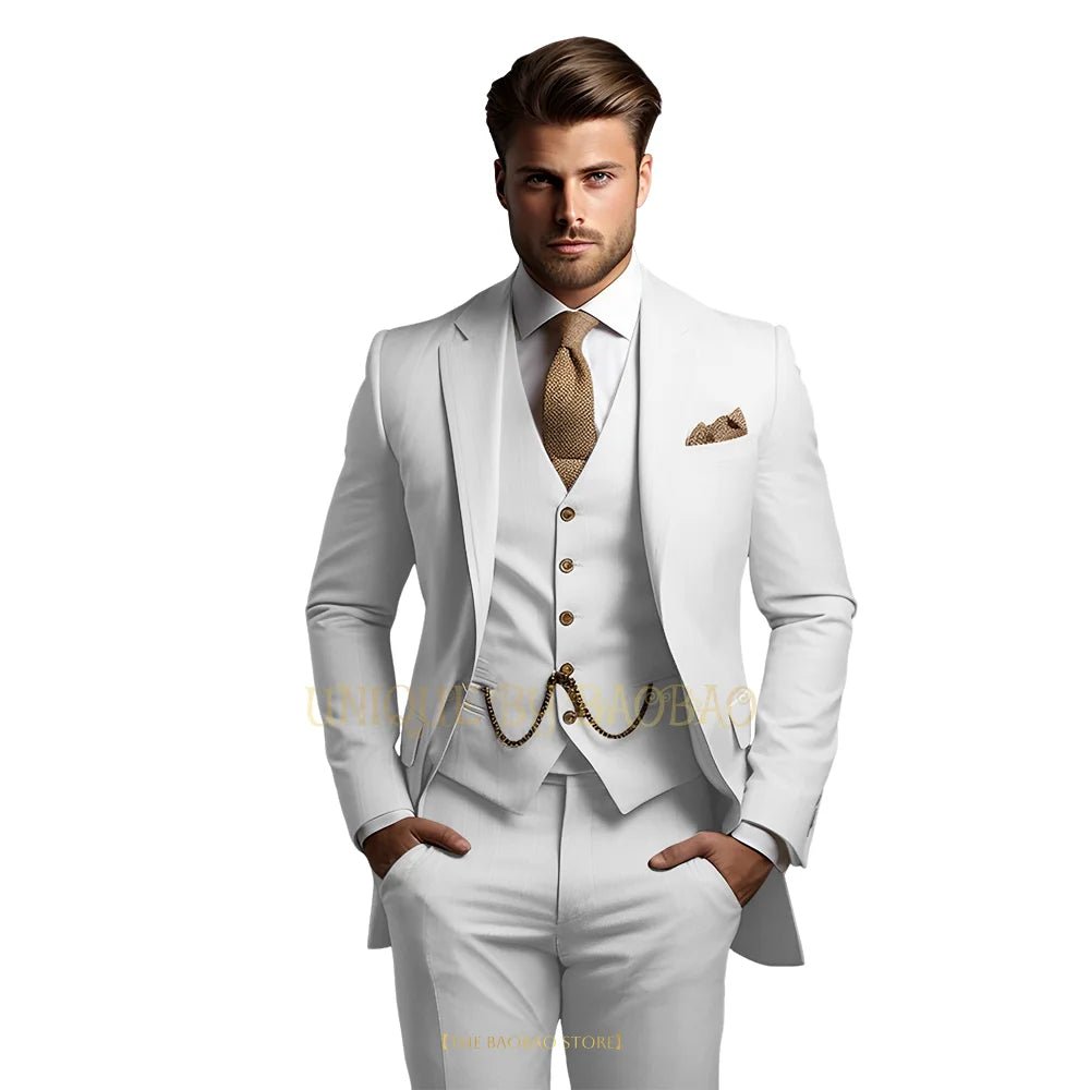Men's Grey Three-Piece Wedding Suit - Luzilly Bridal & Apparel