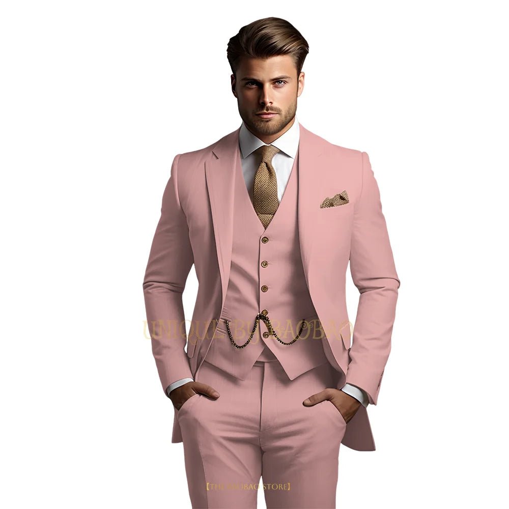 Men's Grey Three-Piece Wedding Suit - Luzilly Bridal & Apparel
