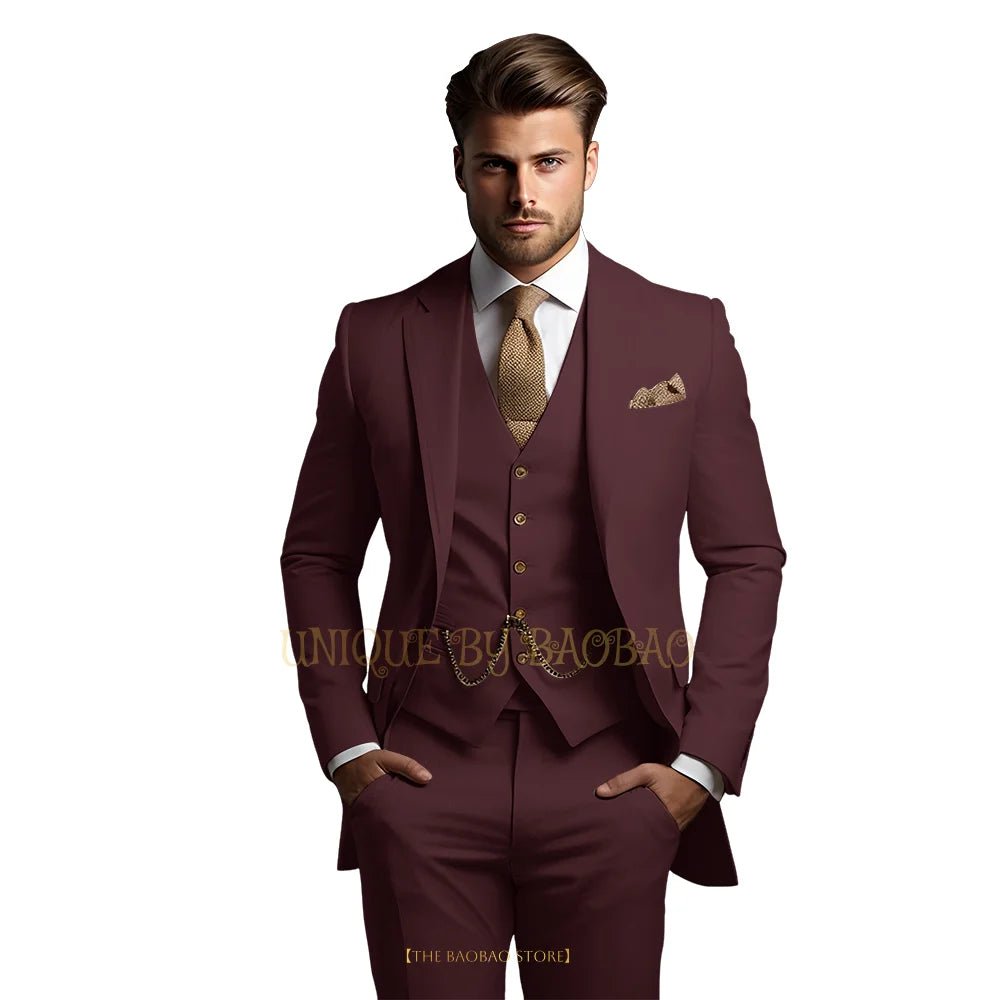 Men's Grey Three-Piece Wedding Suit - Luzilly Bridal & Apparel