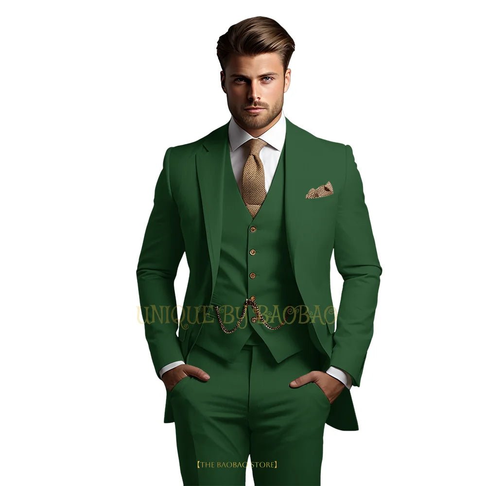Men's Grey Three-Piece Wedding Suit - Luzilly Bridal & Apparel