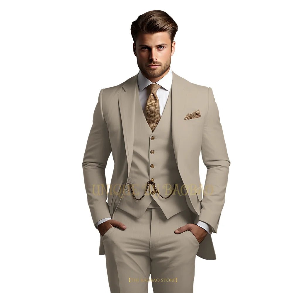 Men's Grey Three-Piece Wedding Suit - Luzilly Bridal & Apparel