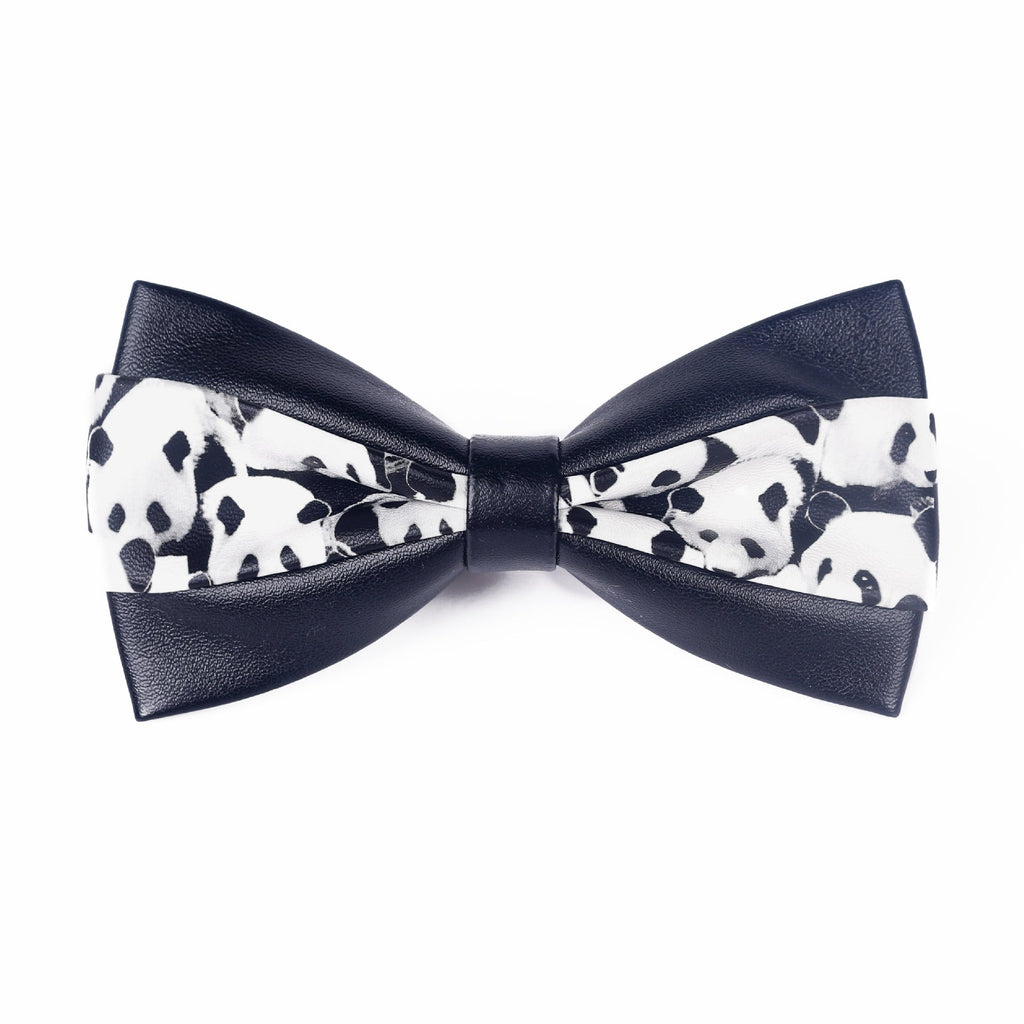 Men's Leather Bow Tie Colorblock PU Bow Tie Contrast Color Panda Animal Print Bow Tie Groom Bow Tie - Luzilly Bridal & Apparel
