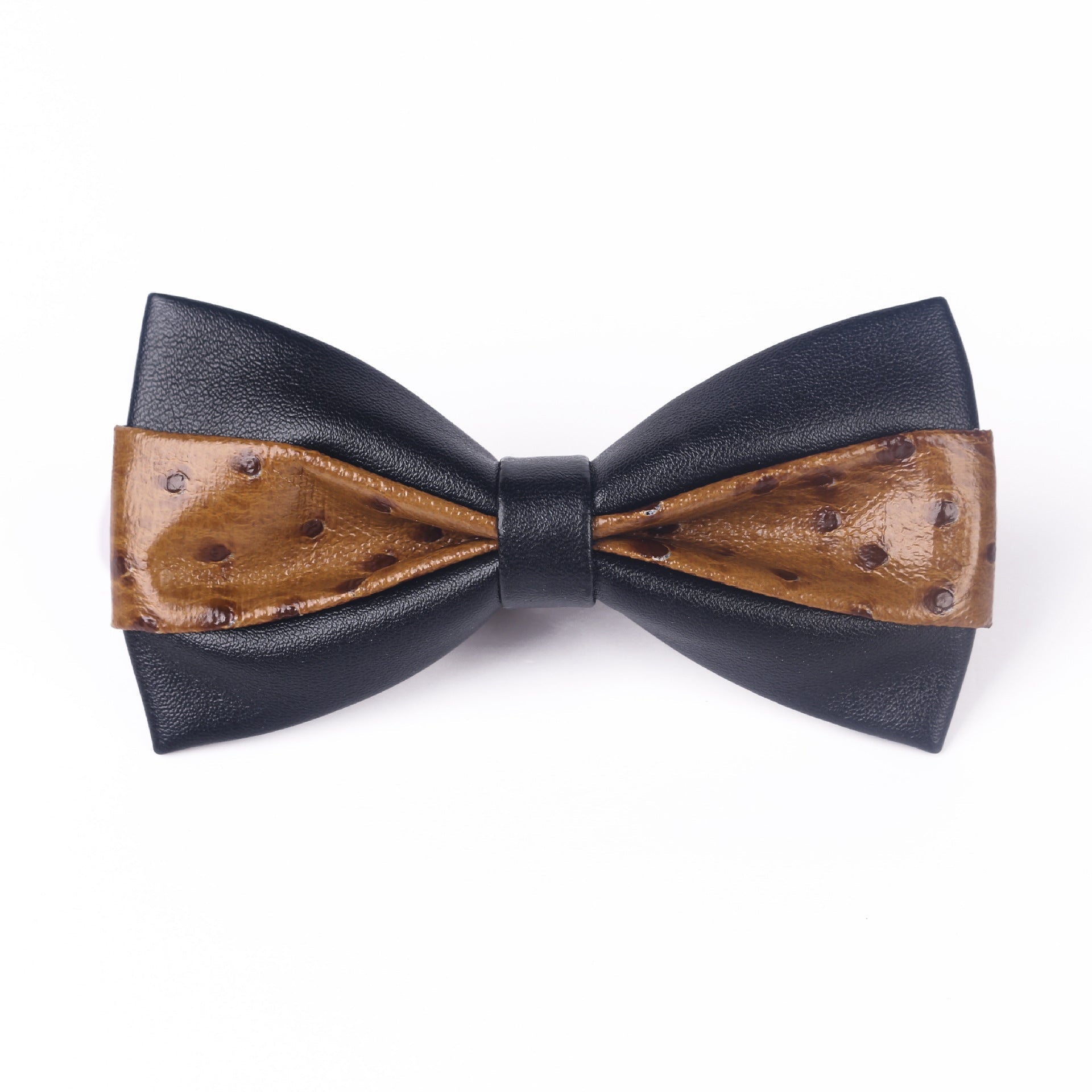 Men's Leather Bow Tie Colorblock PU Bow Tie Contrast Color Panda Animal Print Bow Tie Groom Bow Tie - Luzilly Bridal & Apparel