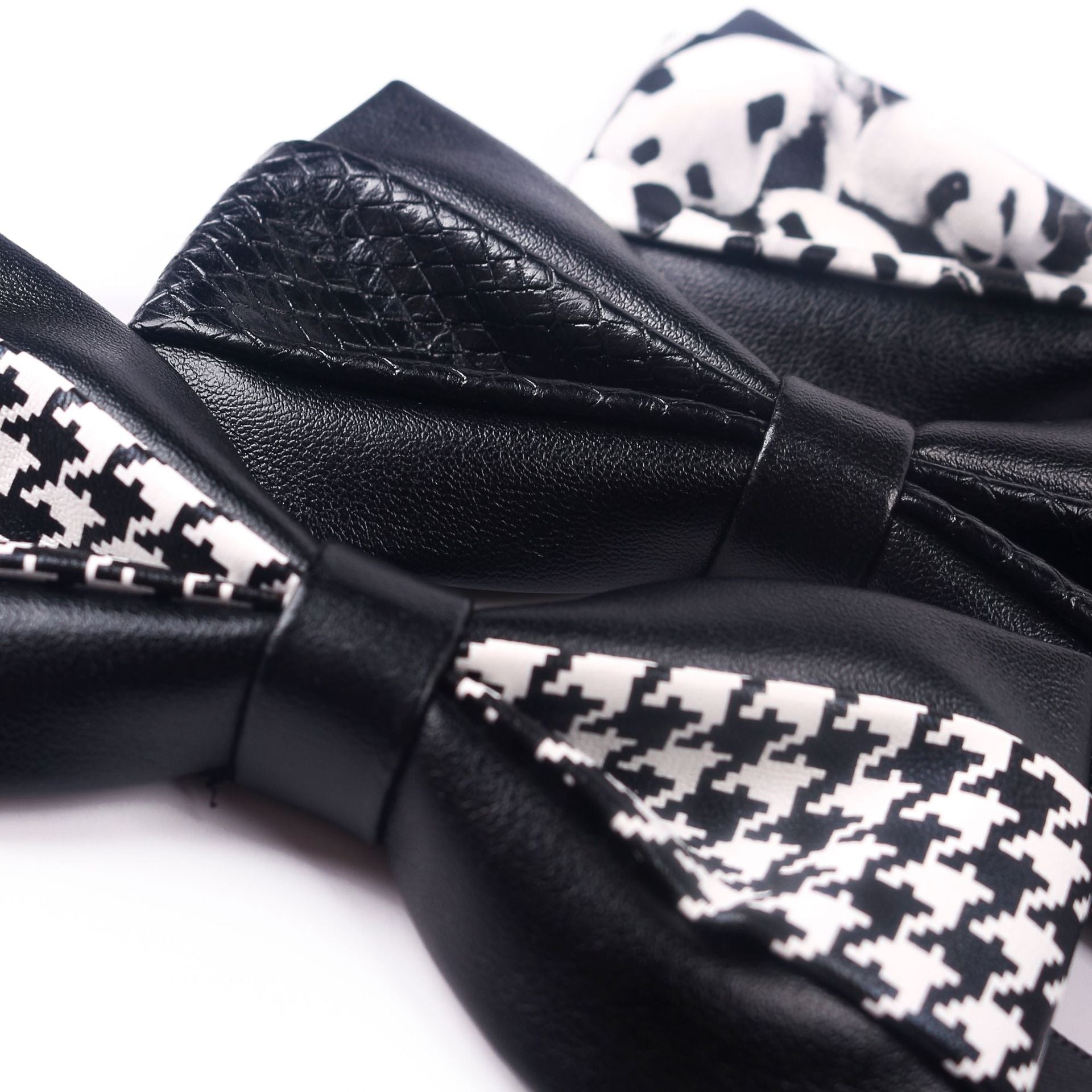 Men's Leather Bow Tie Colorblock PU Bow Tie Contrast Color Panda Animal Print Bow Tie Groom Bow Tie - Luzilly Bridal & Apparel