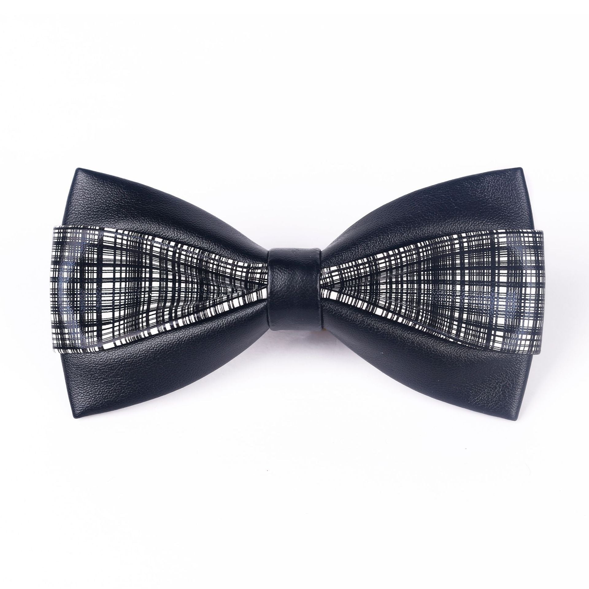 Men's Leather Bow Tie Colorblock PU Bow Tie Contrast Color Panda Animal Print Bow Tie Groom Bow Tie - Luzilly Bridal & Apparel