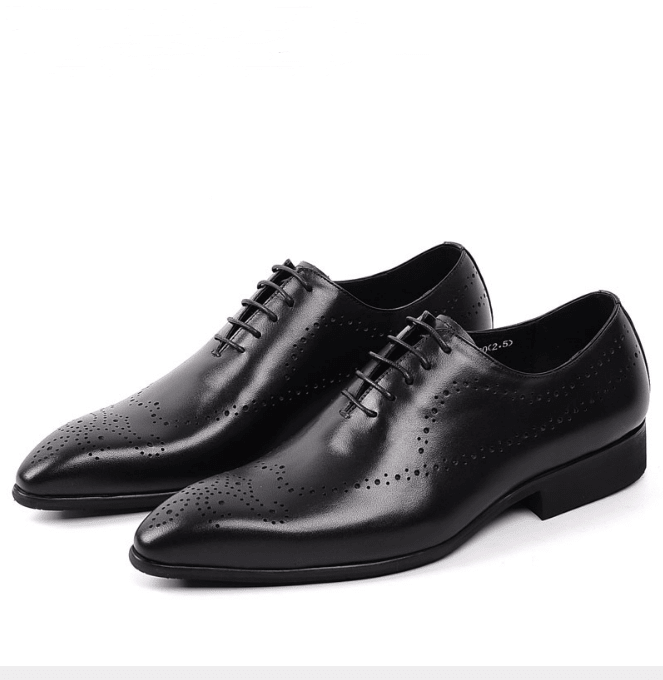 Men's Leather Brogue Dress Shoes - Vintage Style - Luzilly Bridal & Apparel