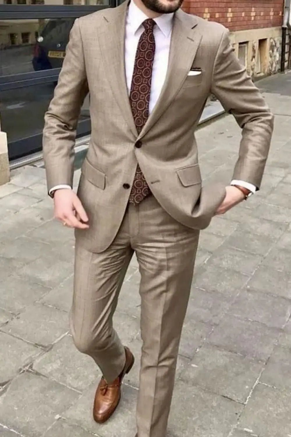 Men's Notched-Lapel Two-Piece Wedding Suit - Luzilly Bridal & Apparel