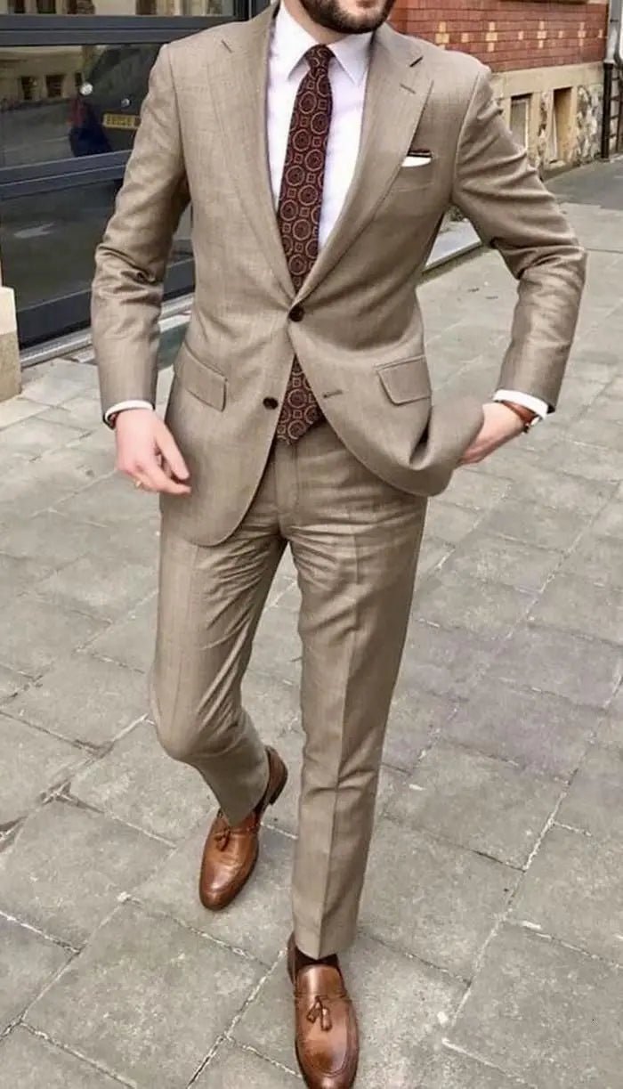 Men's Notched-Lapel Two-Piece Wedding Suit - Luzilly Bridal & Apparel