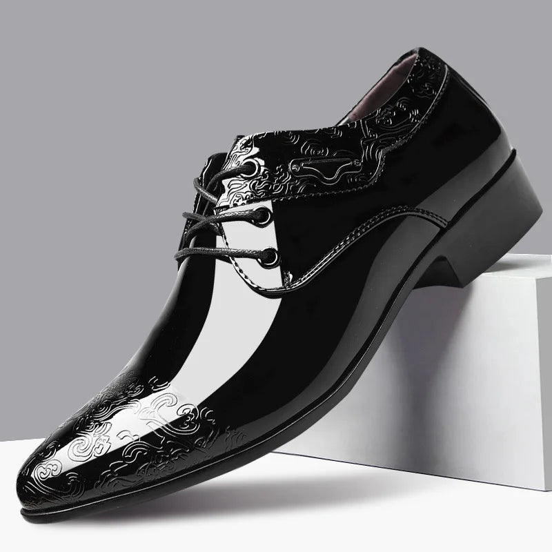 Men's Patent Leather Brogue Oxfords - Luzilly Bridal & Apparel