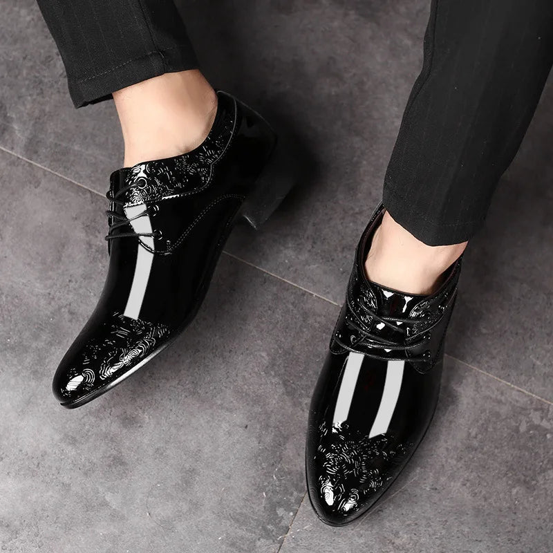 Men's Patent Leather Brogue Oxfords - Luzilly Bridal & Apparel