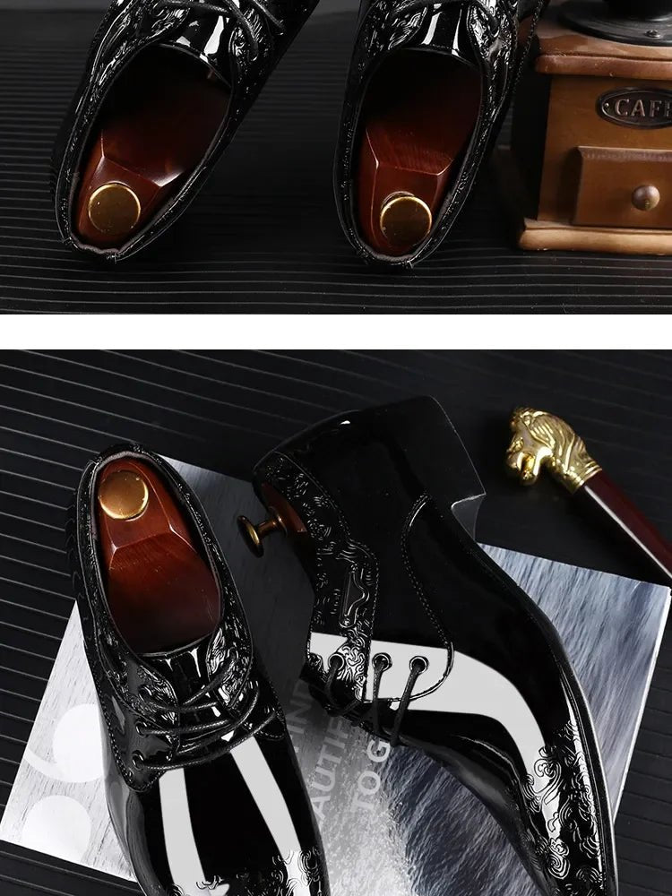 Men's Patent Leather Brogue Oxfords - Luzilly Bridal & Apparel