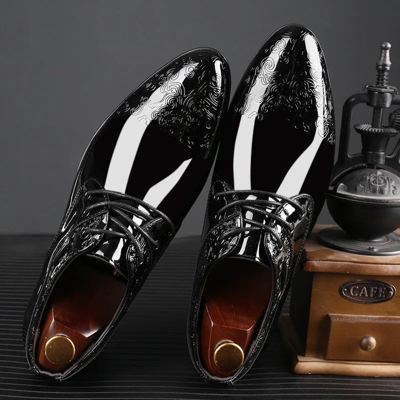 Men's Patent Leather Brogue Oxfords - Luzilly Bridal & Apparel
