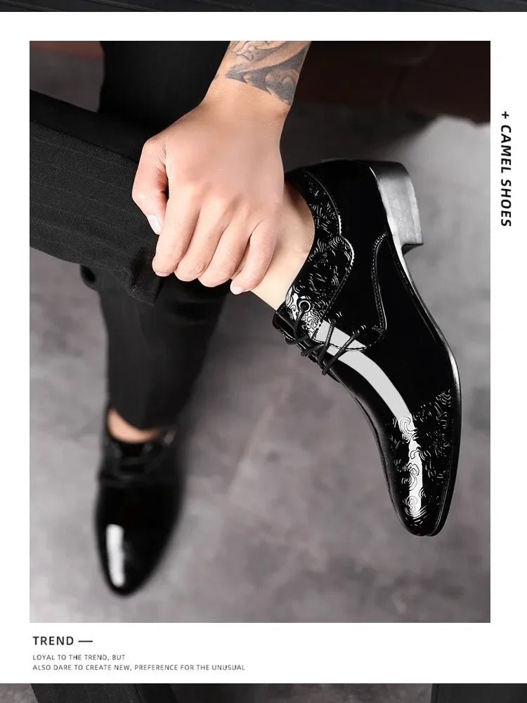 Men's Patent Leather Brogue Oxfords - Luzilly Bridal & Apparel