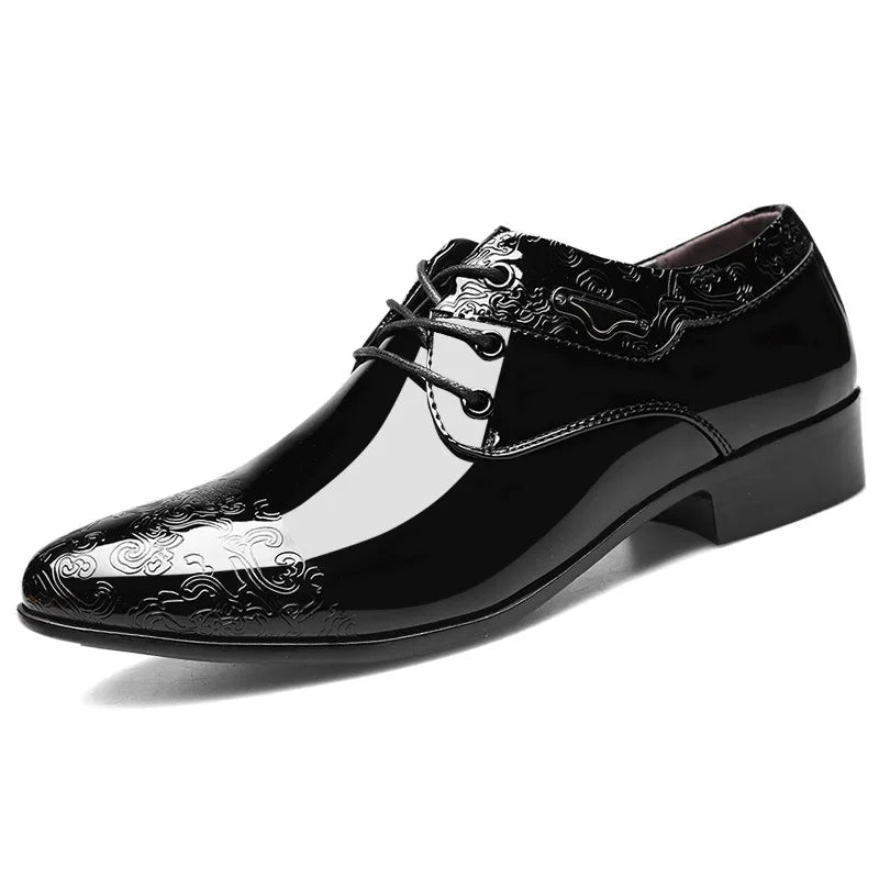 Men's Patent Leather Brogue Oxfords - Luzilly Bridal & Apparel