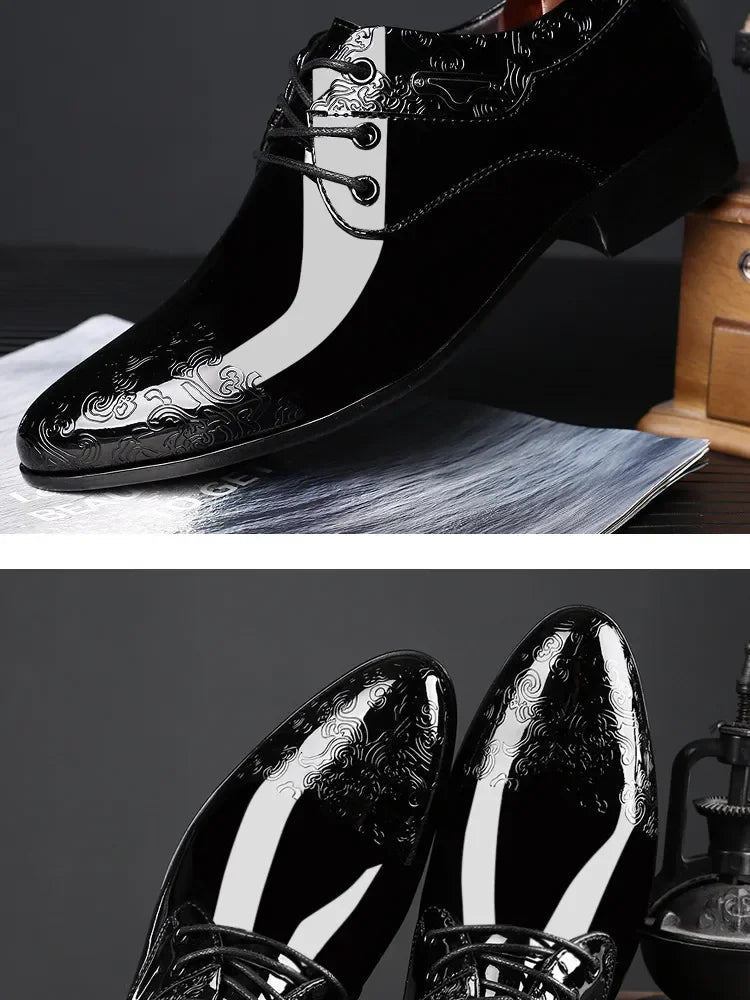 Men's Patent Leather Brogue Oxfords - Luzilly Bridal & Apparel
