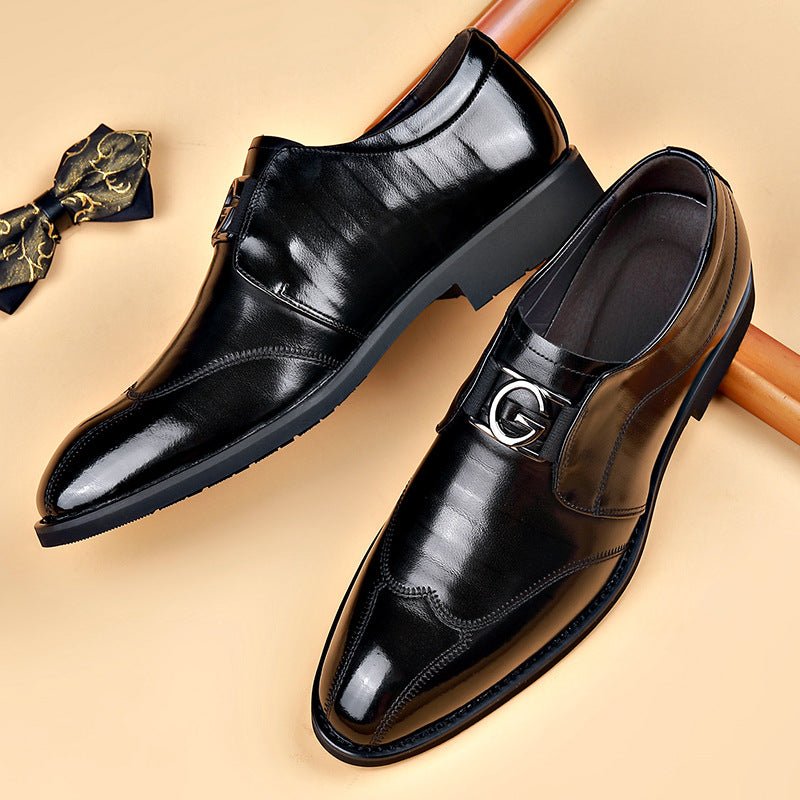 Men's pointed leather shoes, business casual shoes, men's shoes, versatile, breathable, wedding shoes, lazy shoes - Luzilly Bridal & Apparel
