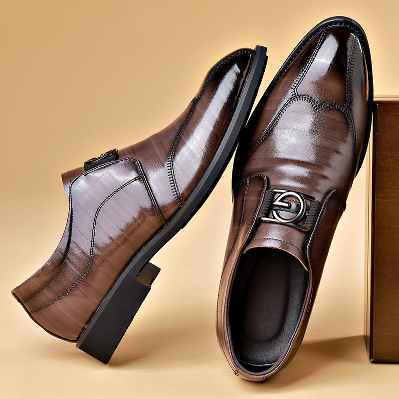 Men's pointed leather shoes, business casual shoes, men's shoes, versatile, breathable, wedding shoes, lazy shoes - Luzilly Bridal & Apparel