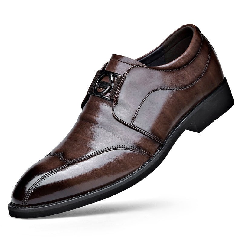 Men's pointed leather shoes, business casual shoes, men's shoes, versatile, breathable, wedding shoes, lazy shoes - Luzilly Bridal & Apparel