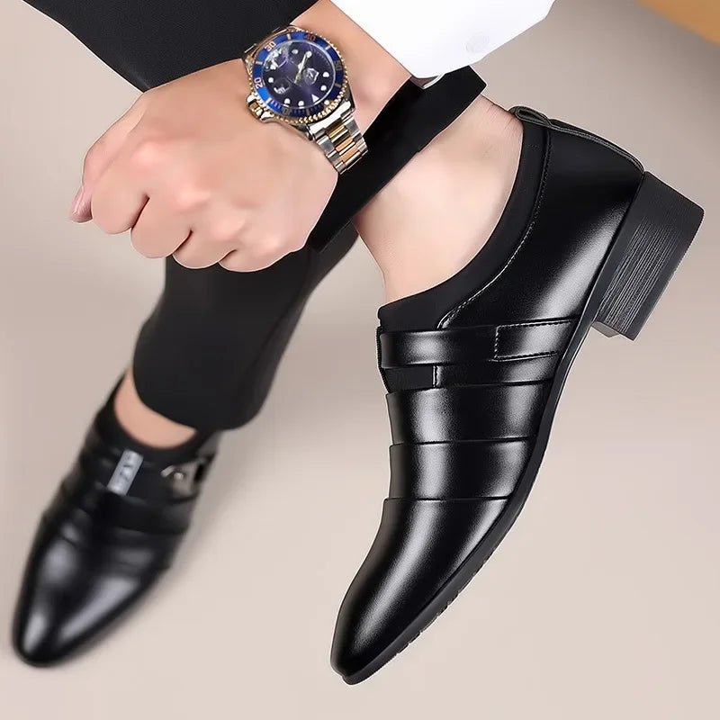 Men's Pointed-Toe Leather Dress Shoes - Luzilly Bridal & Apparel