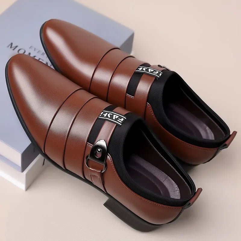 Men's Pointed-Toe Leather Dress Shoes - Luzilly Bridal & Apparel