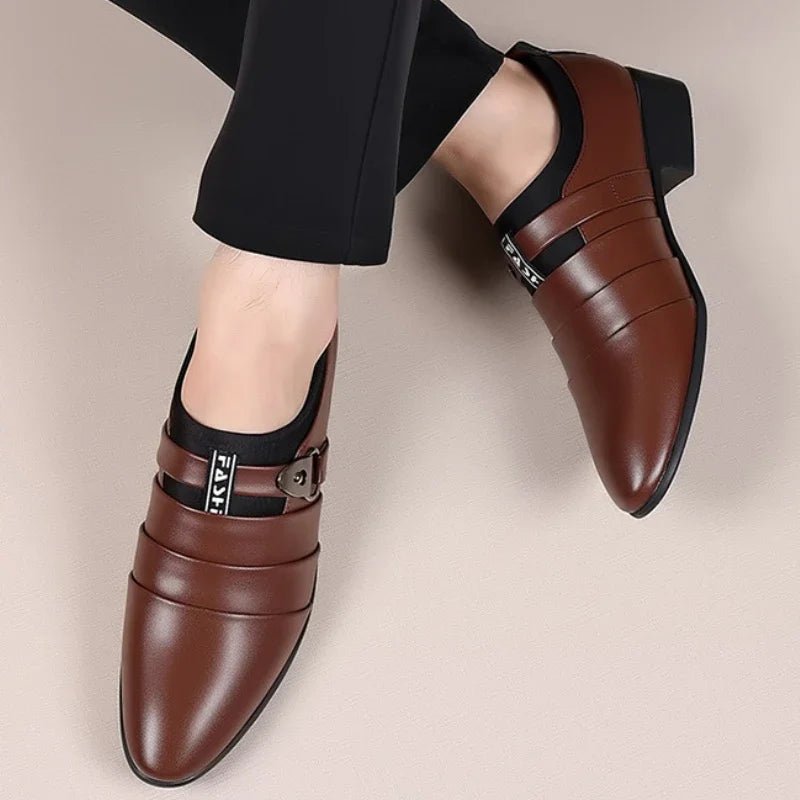 Men's Pointed-Toe Leather Dress Shoes - Luzilly Bridal & Apparel