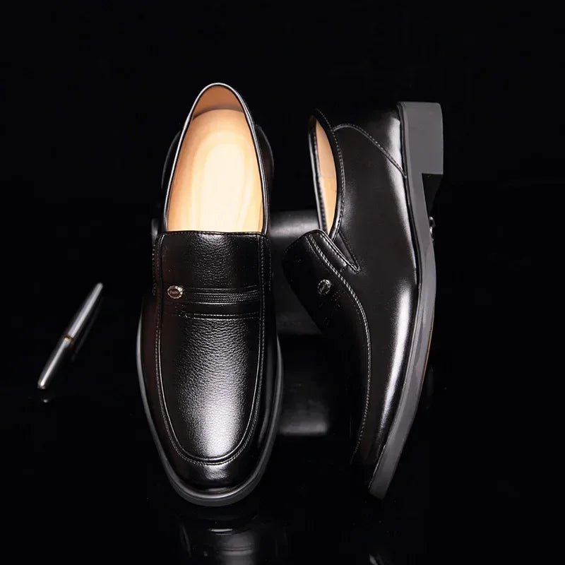 Men's Pointed-Toe Leather Loafers - Luzilly Bridal & Apparel