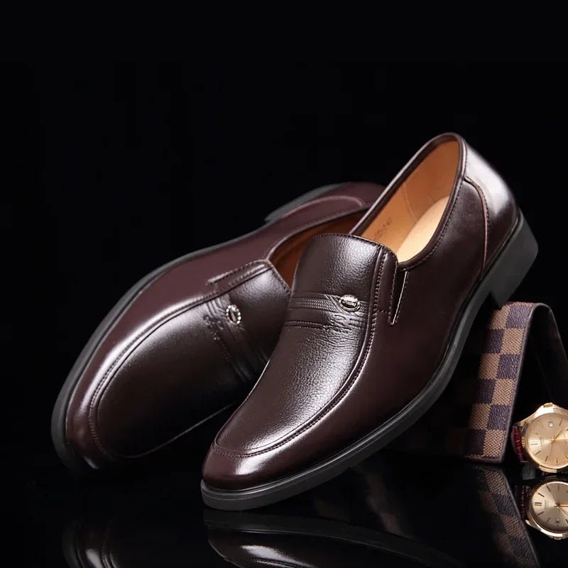 Men's Pointed-Toe Leather Loafers - Luzilly Bridal & Apparel
