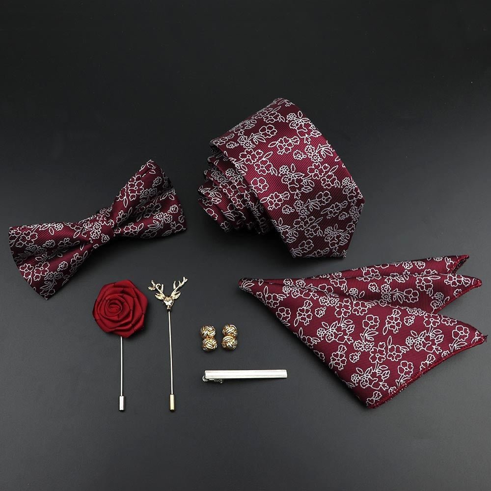Men's Printed Necktie & Bow Tie Set - Luzilly Bridal & Apparel