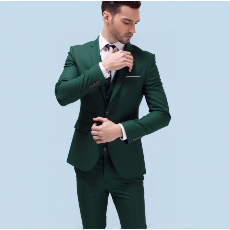 Men's Suit Set Youth Slim Fit Tuxedo Studio Groom Wear Korean Style Big Size Casual - Luzilly Bridal & Apparel